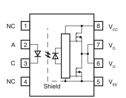 Mechanical Drawing - Vishay VOD3120Ax IGBT & MOSFET Drivers